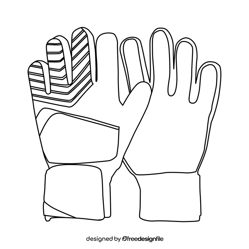 Goalkeeper gloves black and white clipart