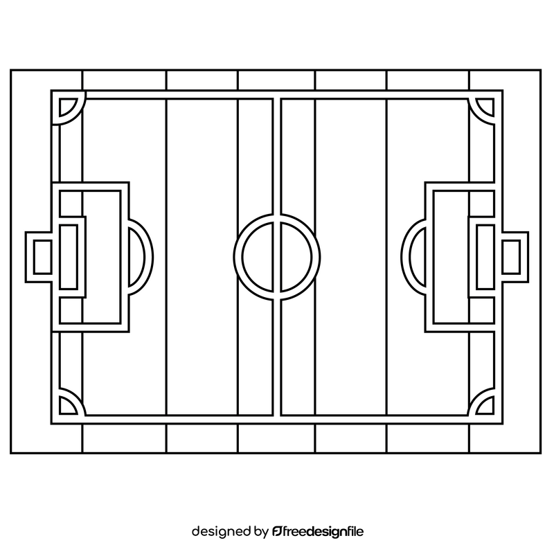 Football soccer field black and white clipart