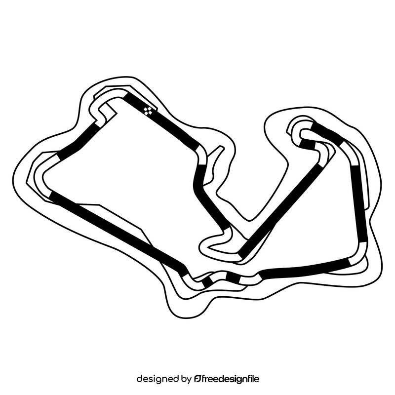 Formula 1 circuit black and white clipart
