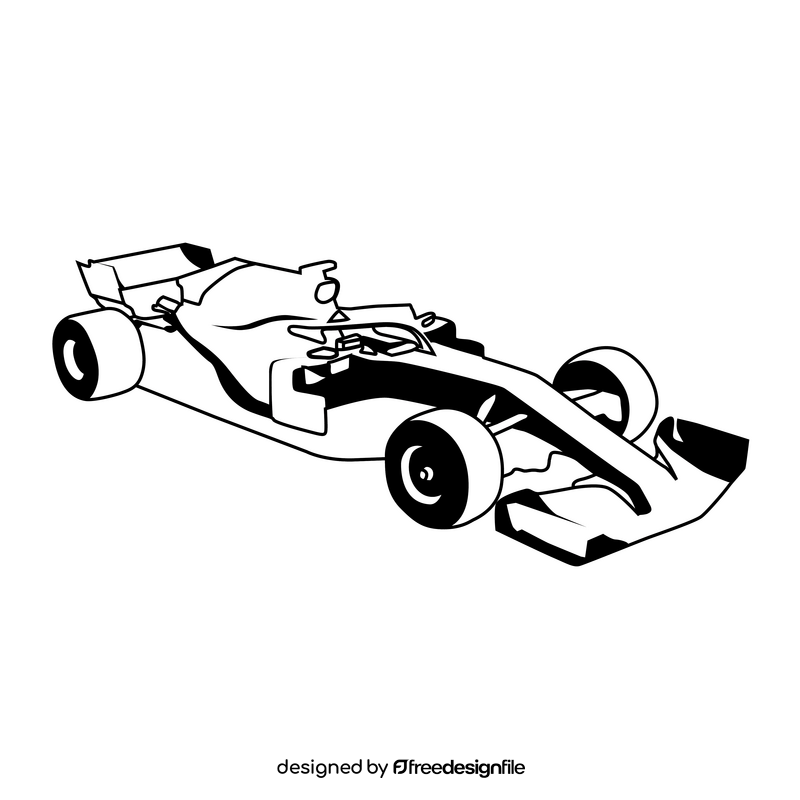 Formula 1 racing car black and white clipart