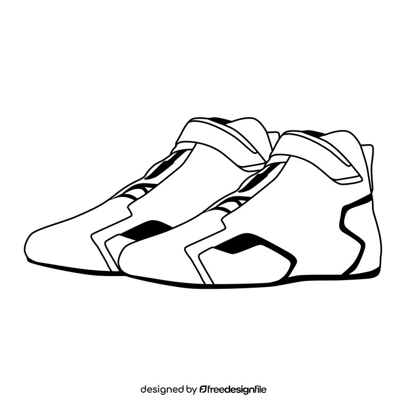 Formula 1 racing shoes black and white clipart