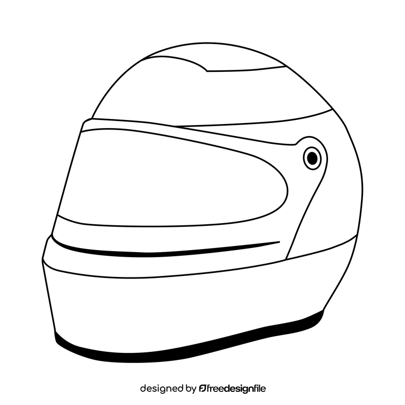 Formula 1 racing helmet black and white clipart
