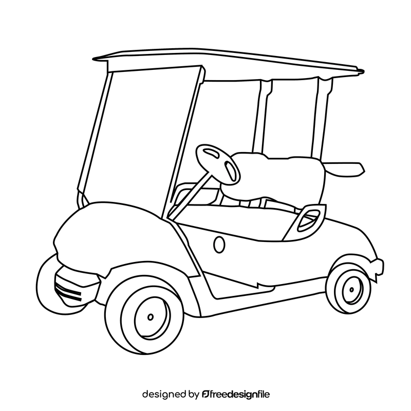 Golf car black and white clipart