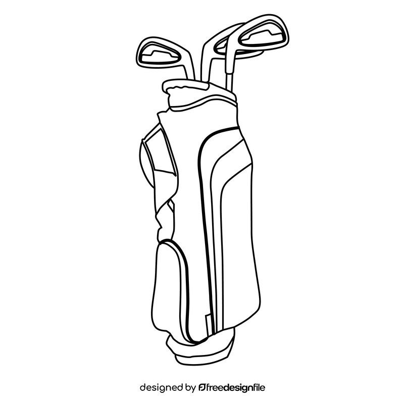 Golf bag black and white clipart