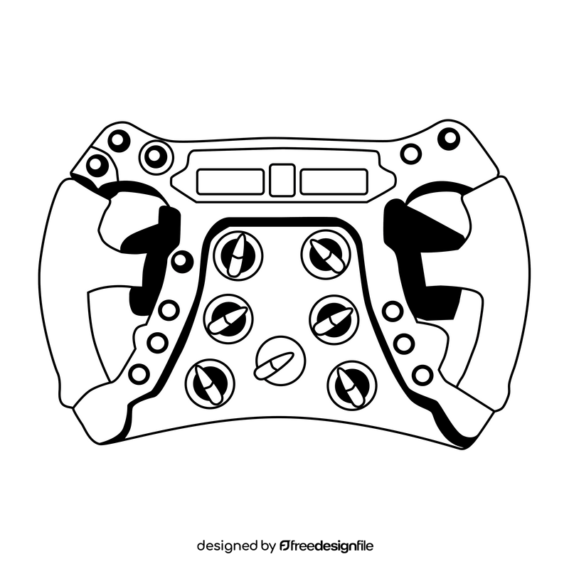 Formula 1 race car steering wheel black and white clipart