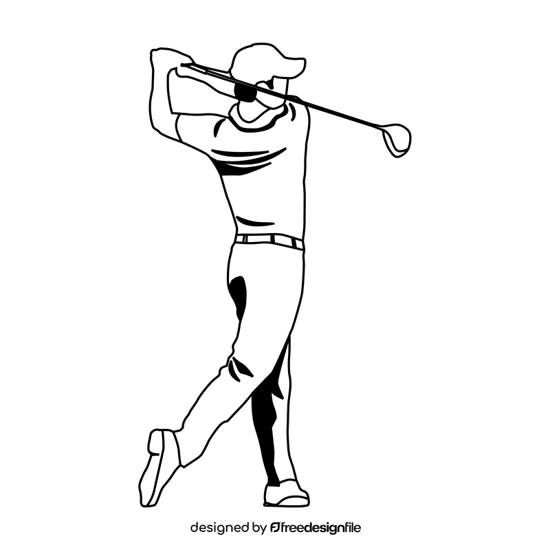 Golfer black and white clipart