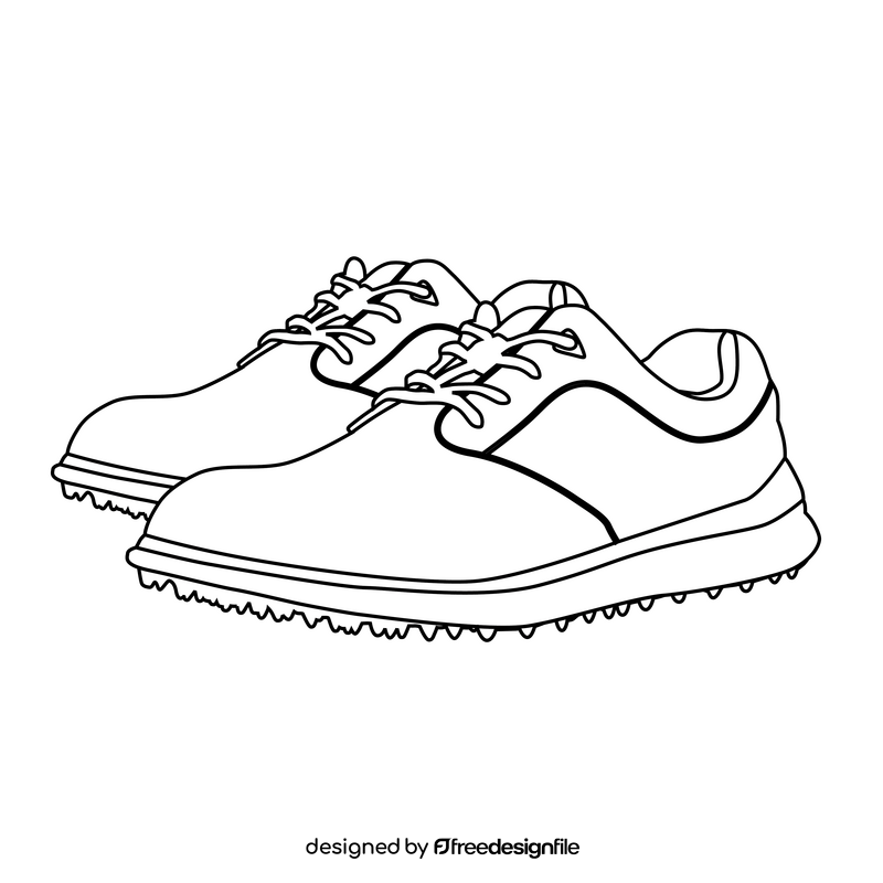 Golf shoes black and white clipart