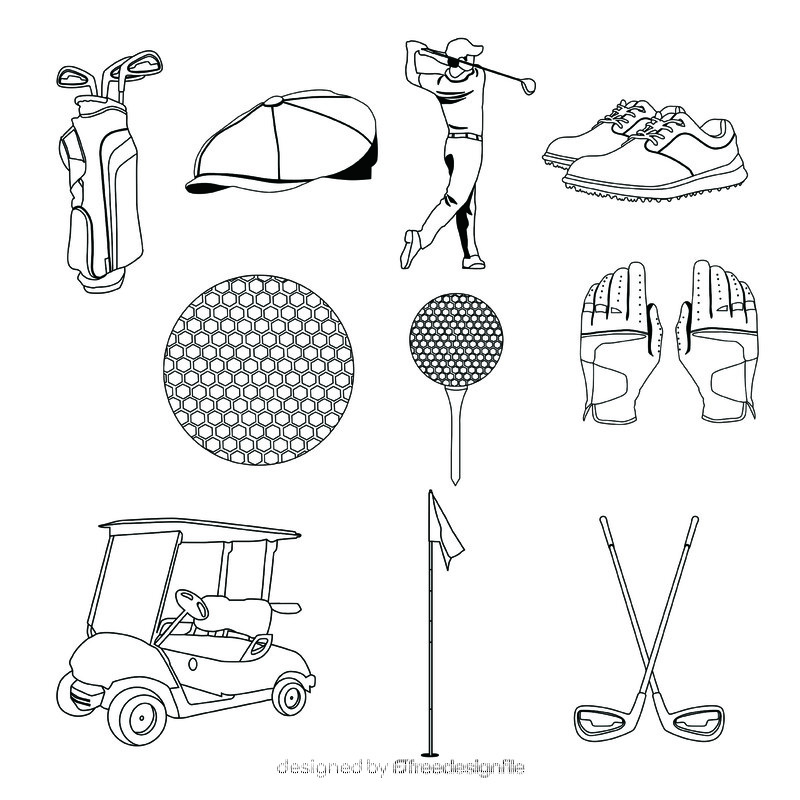 Golf set black and white vector