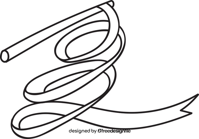 Rhythmic gymnastics rope black and white clipart