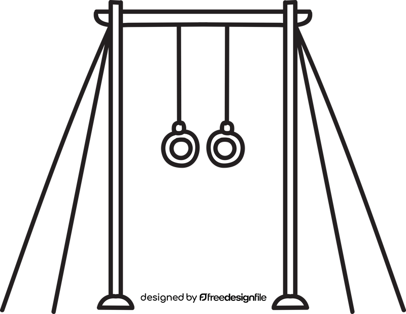 Gymnastics rings pull up bar black and white clipart