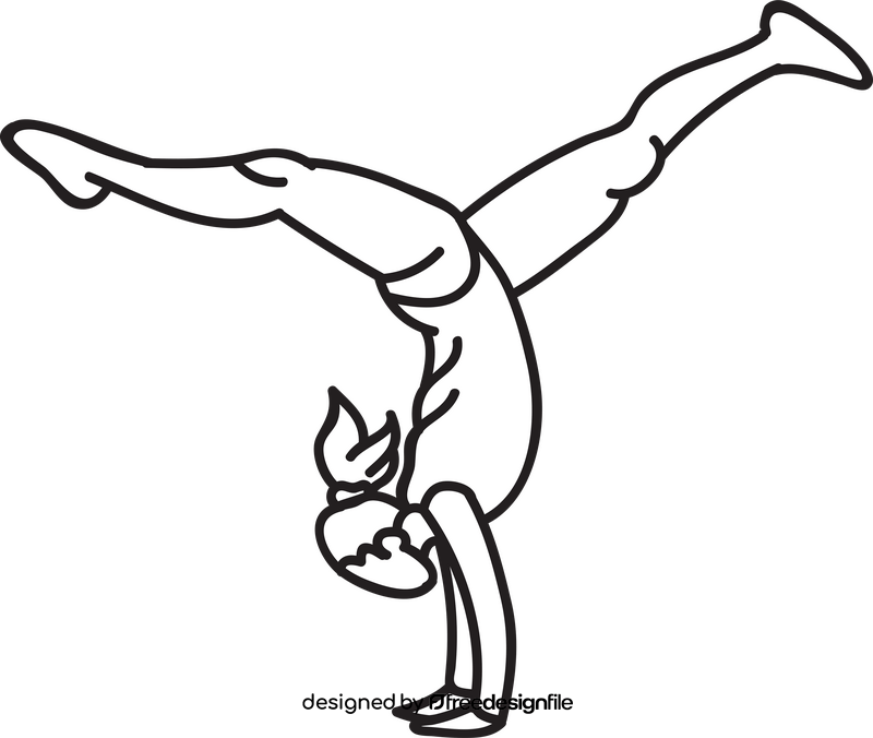 Gymnast girl black and white clipart