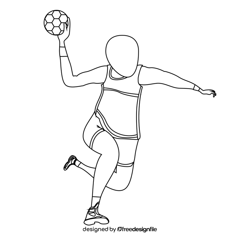 Handball player black and white clipart