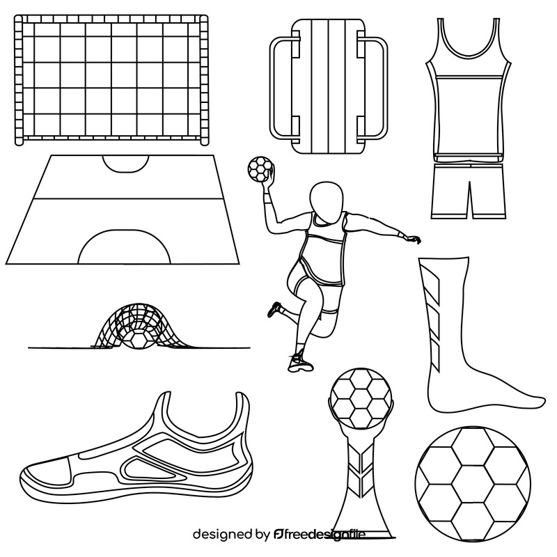 Handball set black and white vector