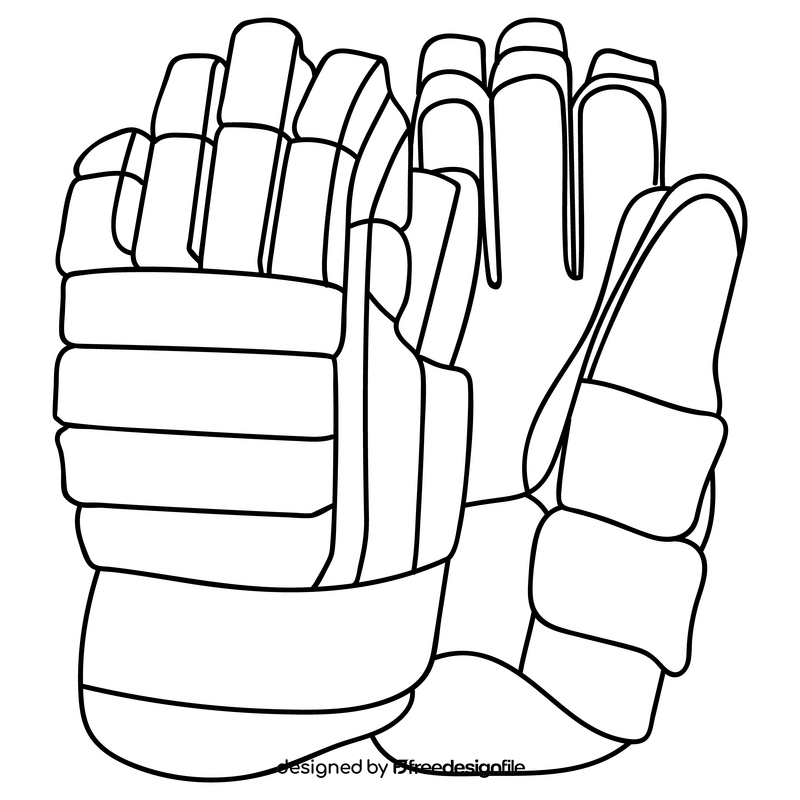 Hockey gloves black and white clipart