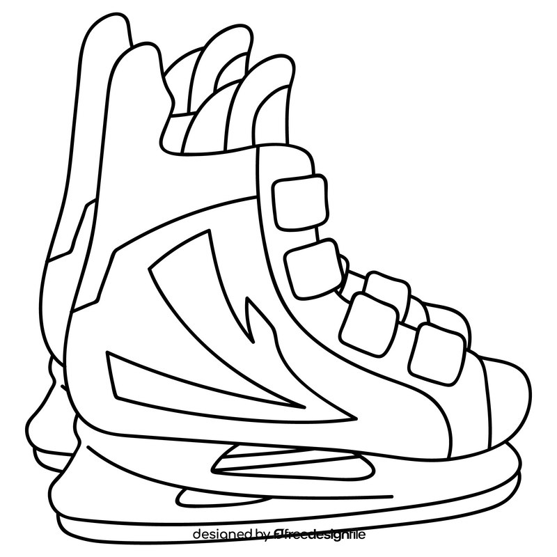 Hockey skates black and white clipart