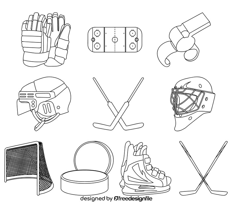 Hockey set black and white vector