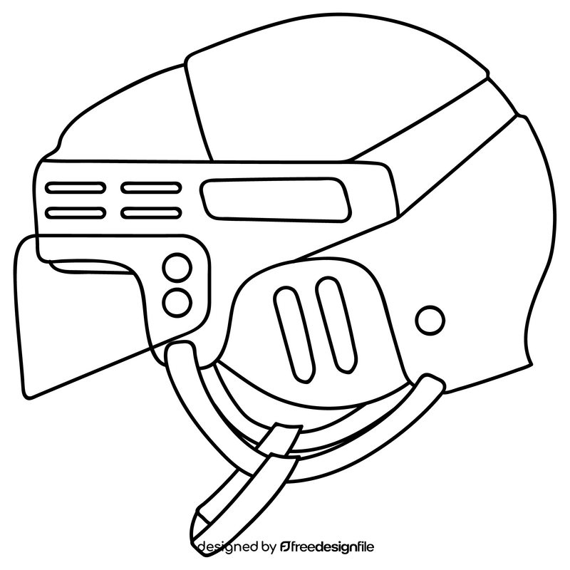 Ice hockey helmet black and white clipart