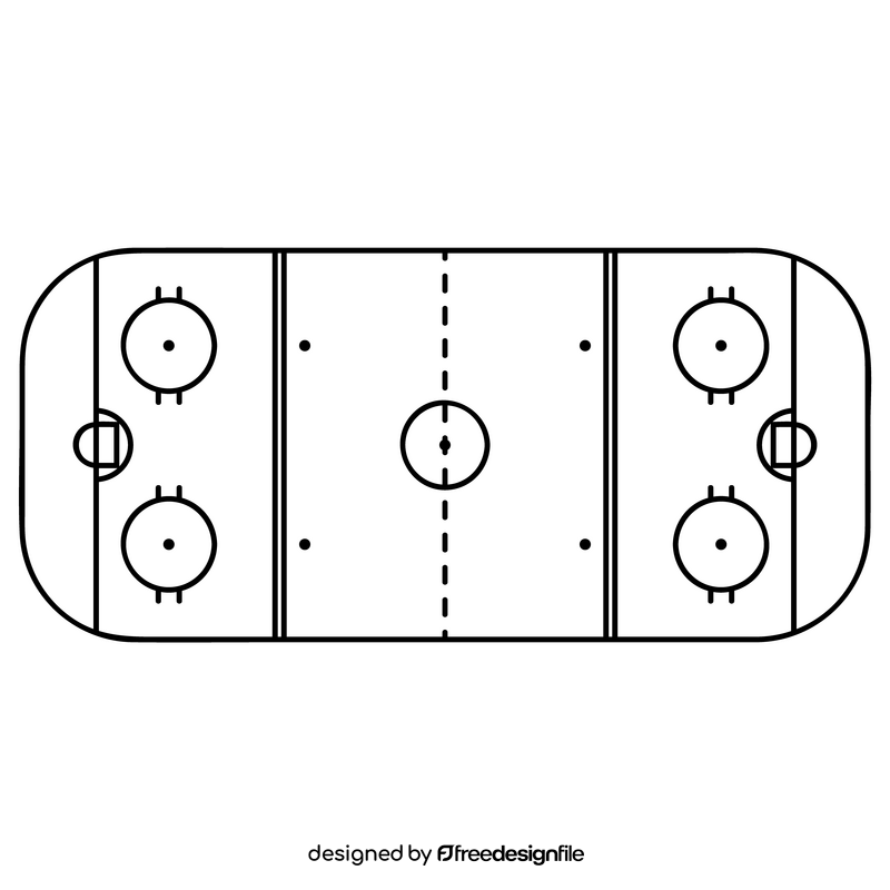 Ice hockey field black and white clipart