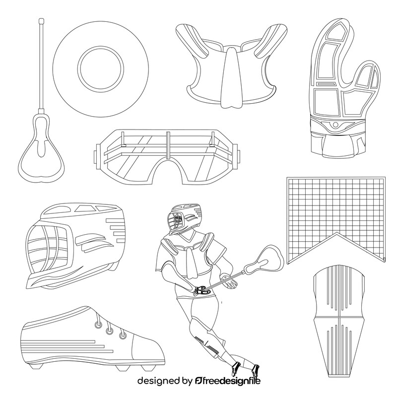 Lacrosse set black and white vector