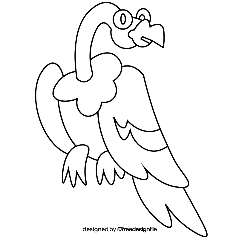 Condor bird cartoon drawing black and white clipart