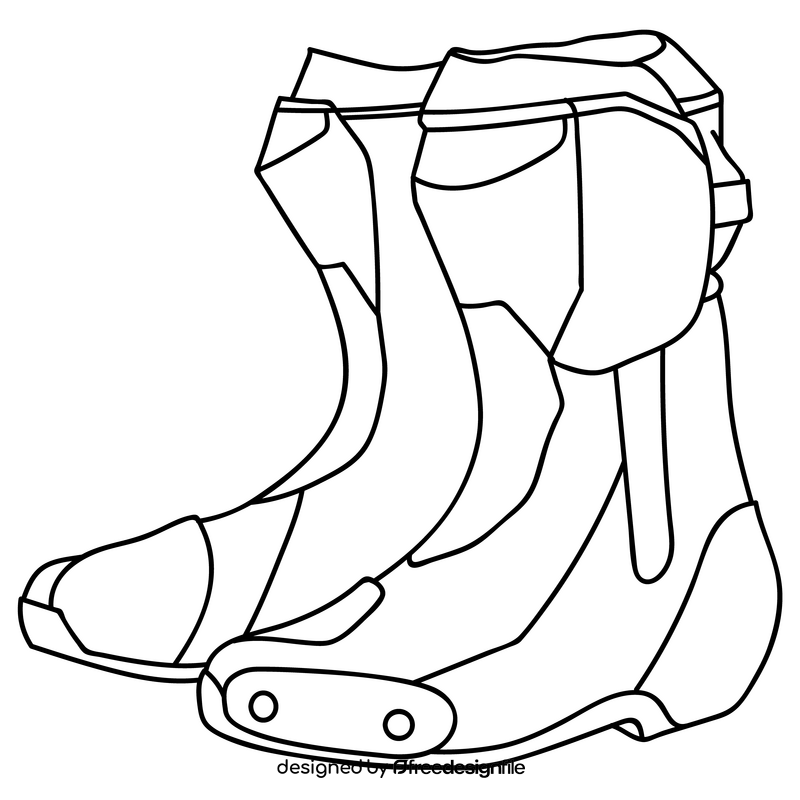 Motorcycle boots black and white clipart