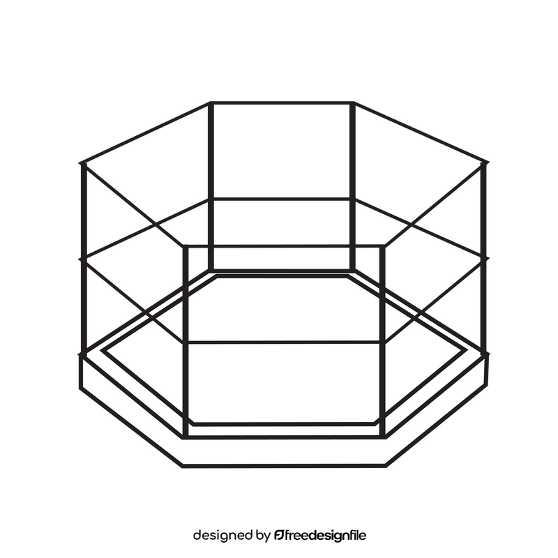Mma octagon black and white clipart