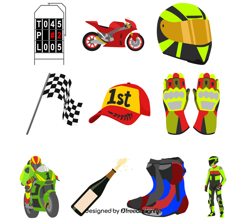 Motogp motorcycle racing set vector