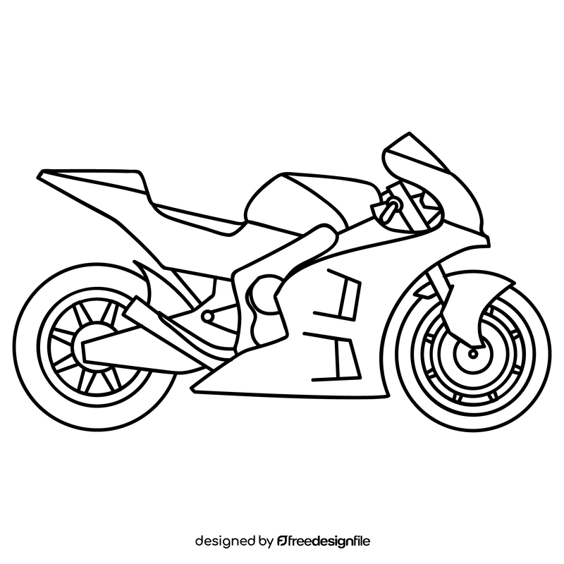 Racing motorcycle black and white clipart