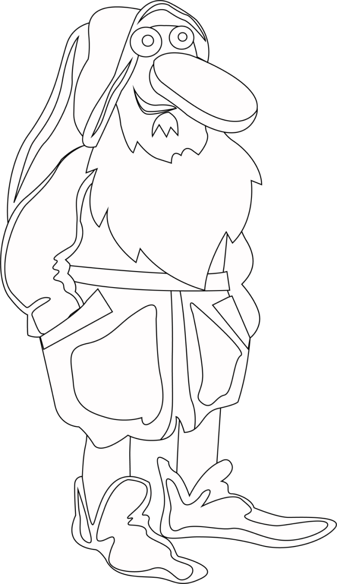 Cartoon dwarf black and white clipart