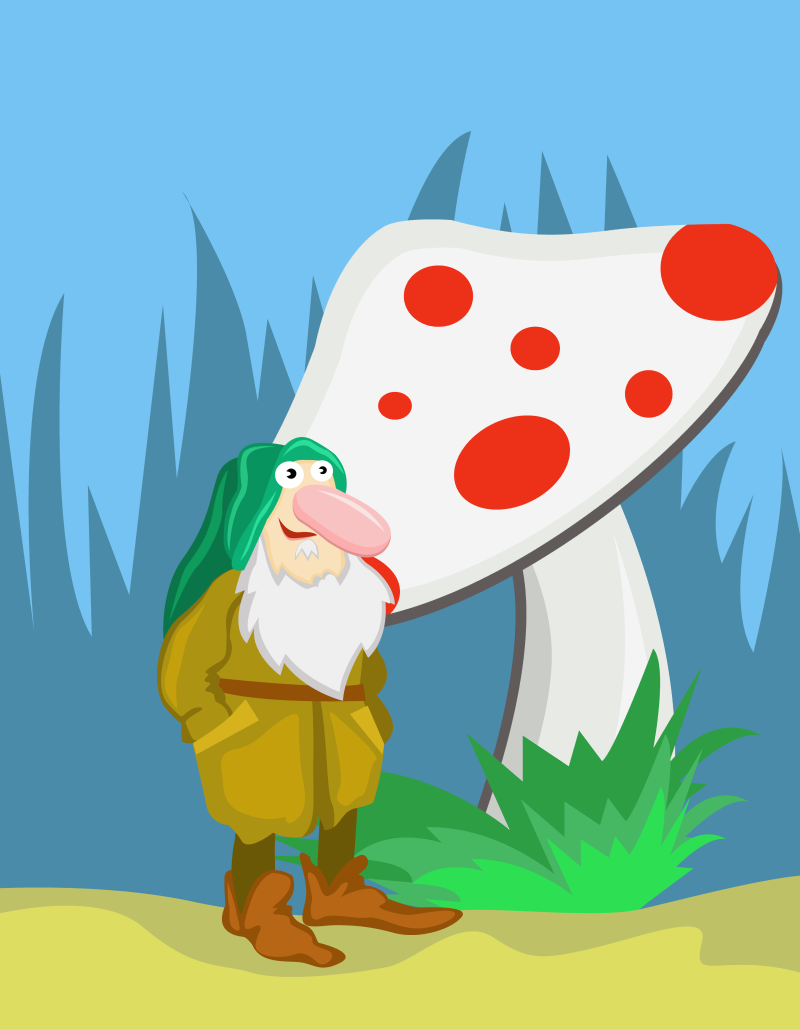 Cartoon dwarf in forest vector