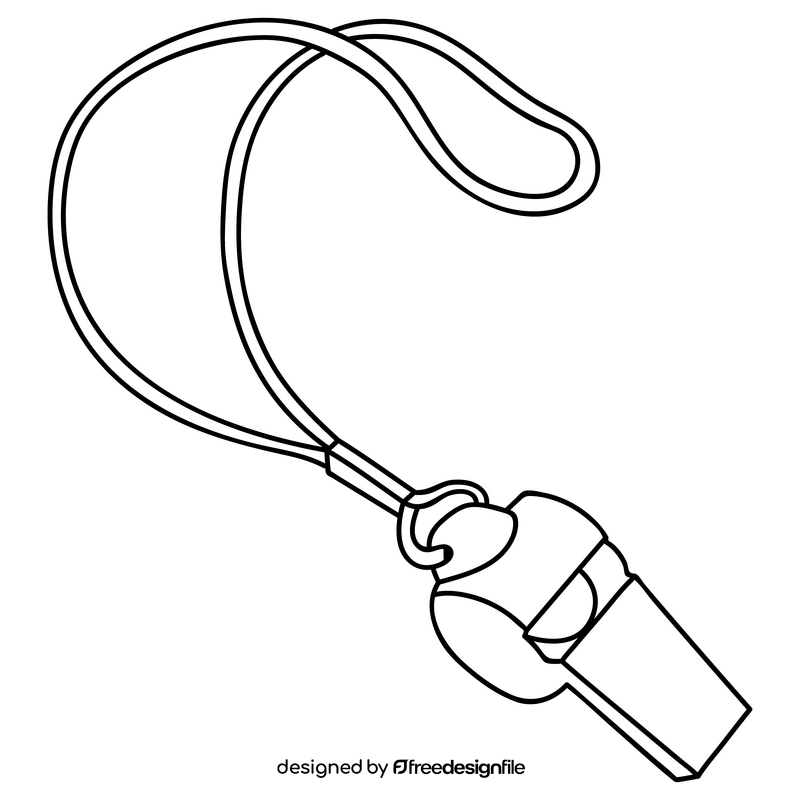 Rugby referee whistle black and white clipart