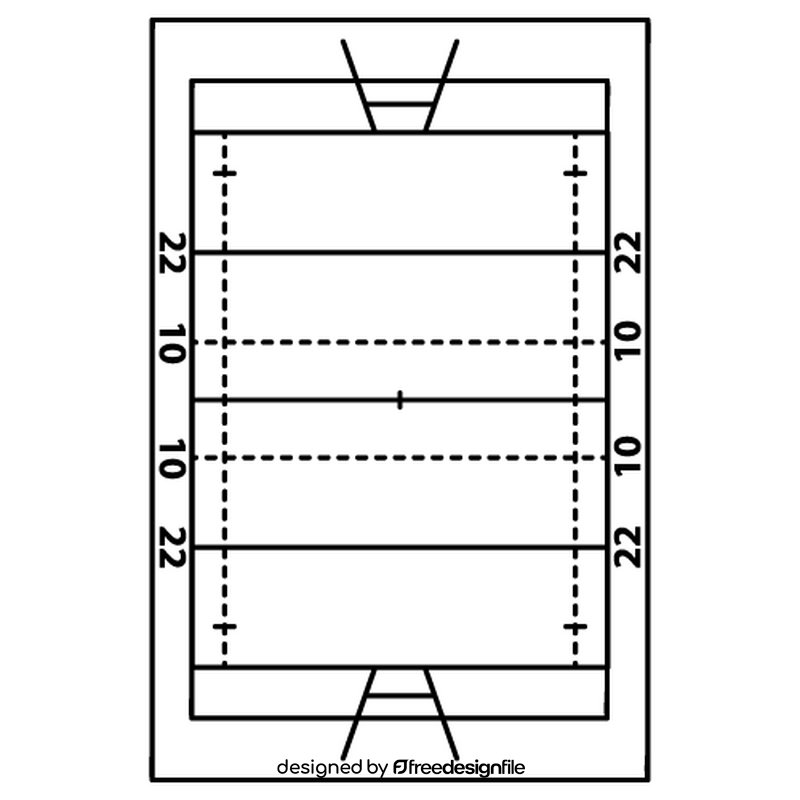 Rugby field black and white clipart