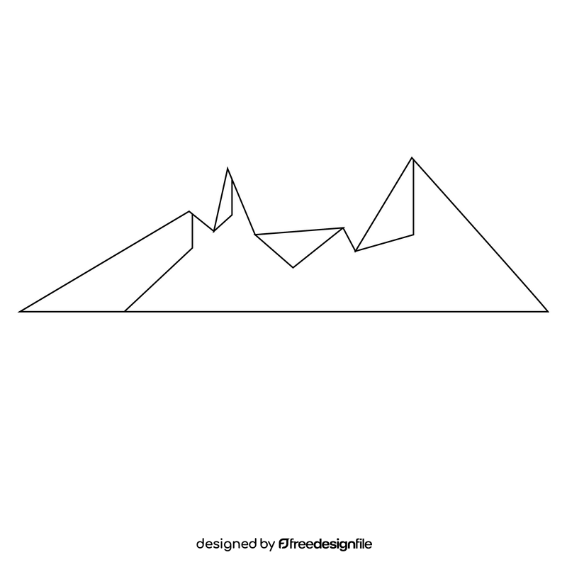 Snowy mountains black and white clipart