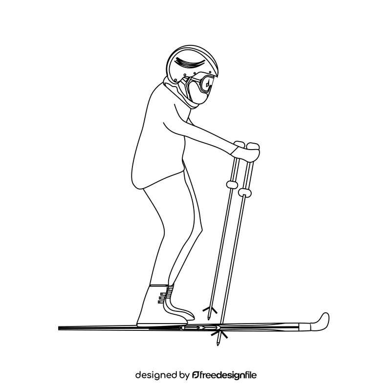 Alpine skiing black and white clipart