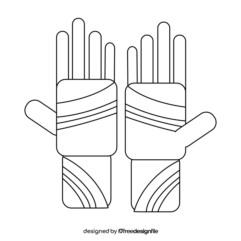 Skiing gloves black and white clipart