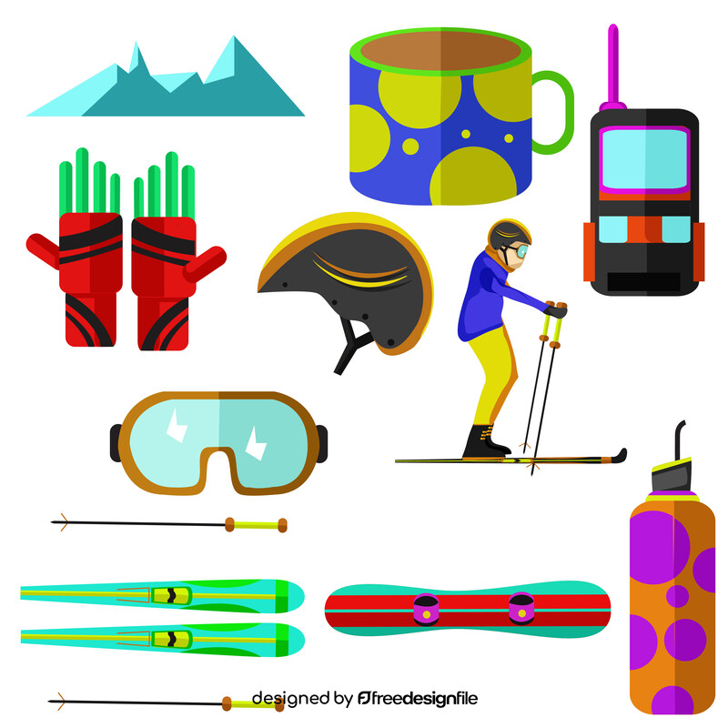 Skiing set vector