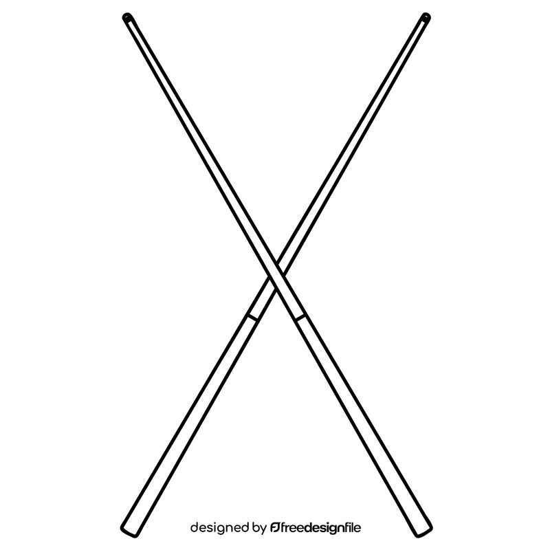 Pool cue black and white clipart