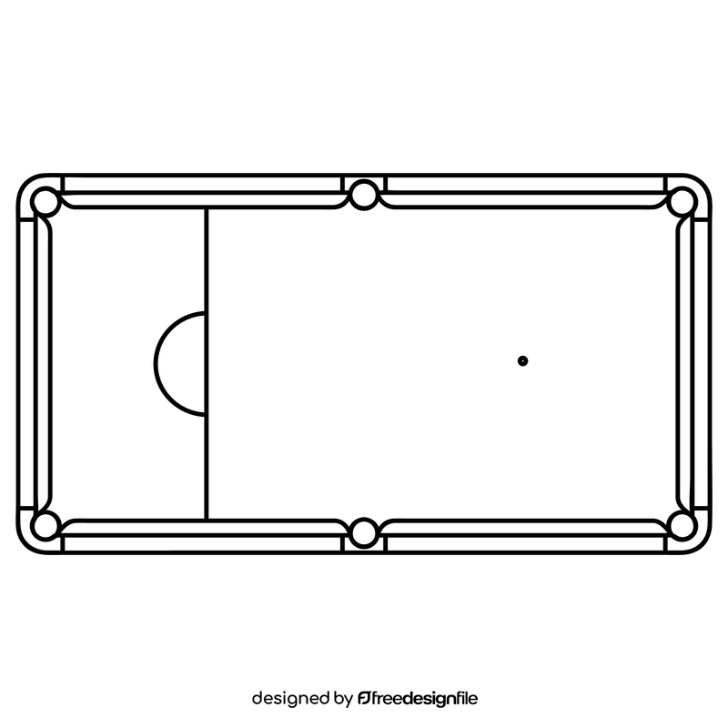 Pool table black and white clipart