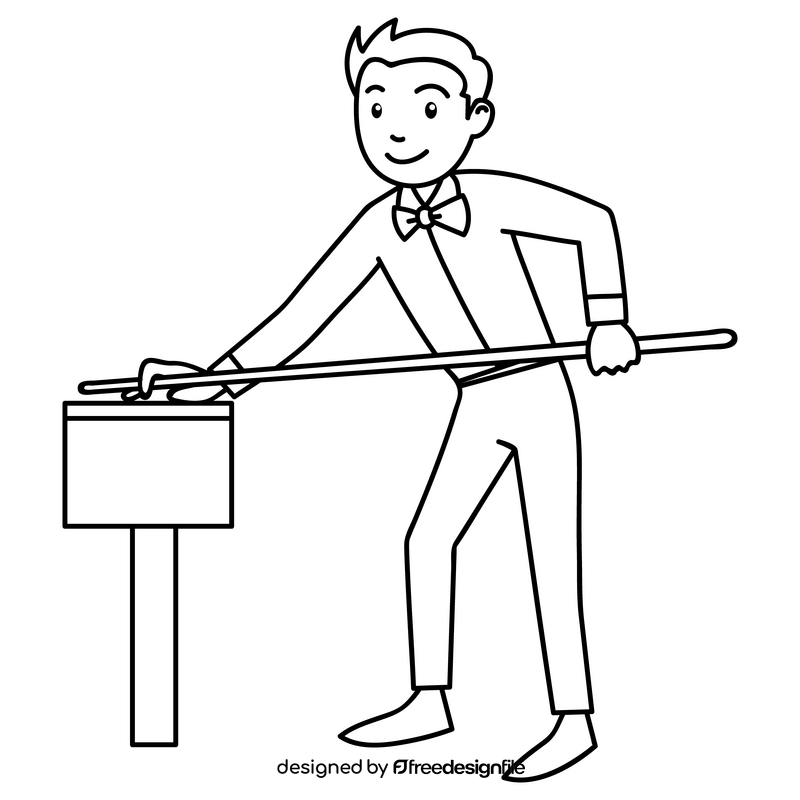 Snooker player black and white clipart