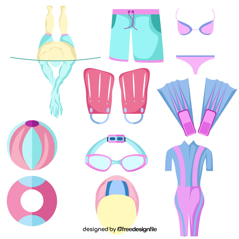 Swimming set vector free download