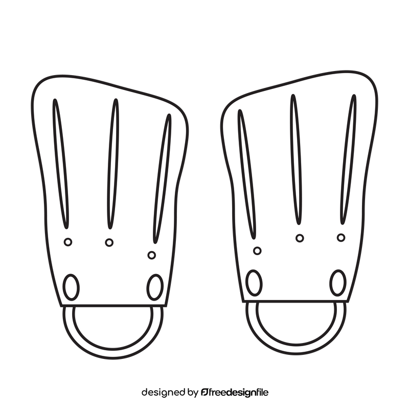 Swimming hand paddles black and white clipart