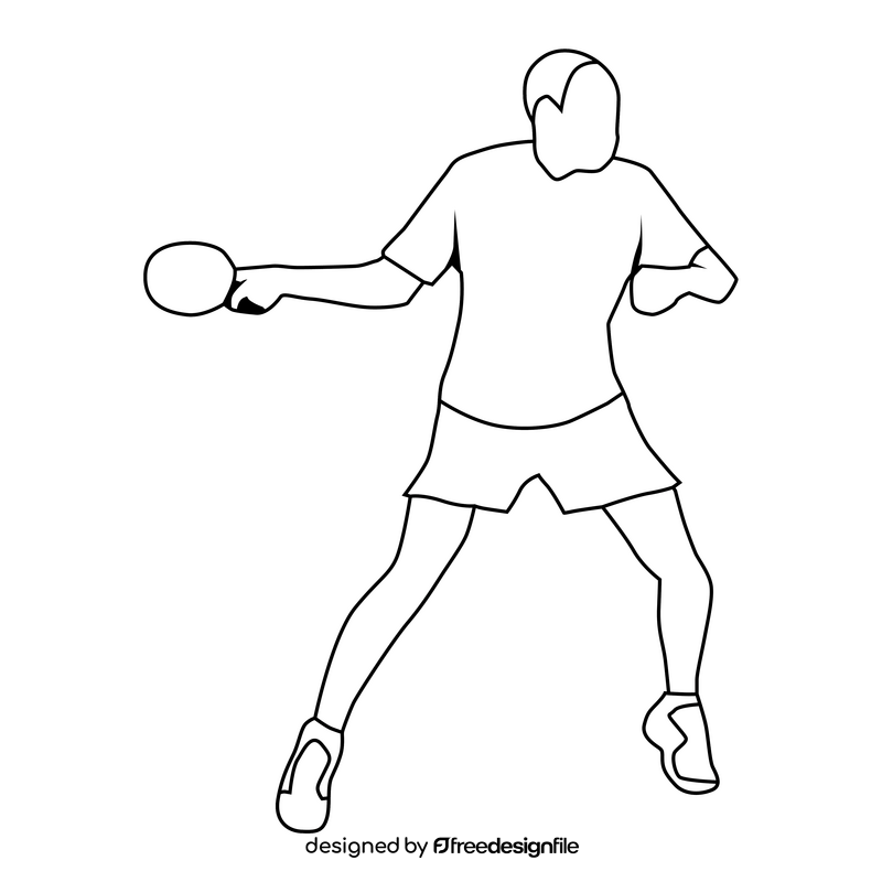 Table tennis player black and white clipart