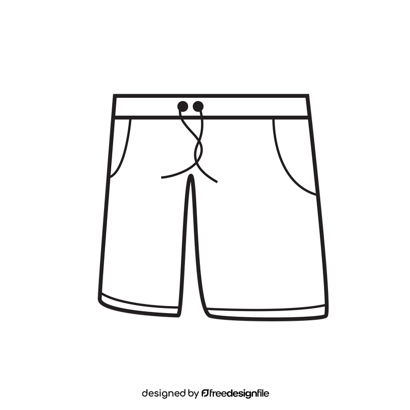 Swimsuit trunk black and white clipart