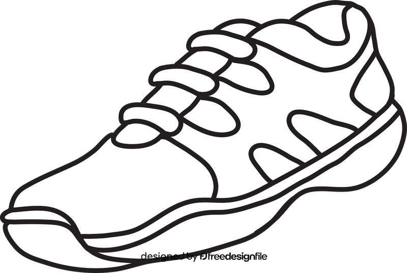 Tennis shoes black and white clipart