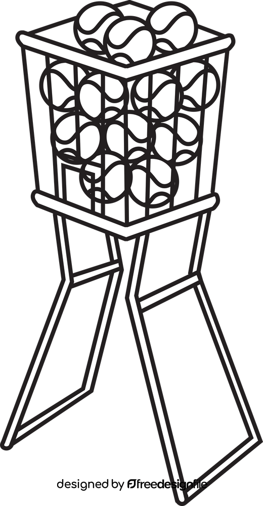 Tennis ball bucket black and white clipart