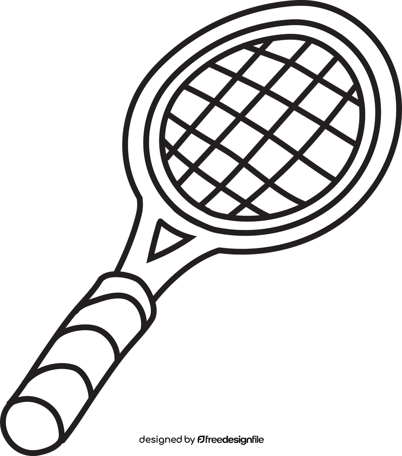 Tennis racket black and white clipart