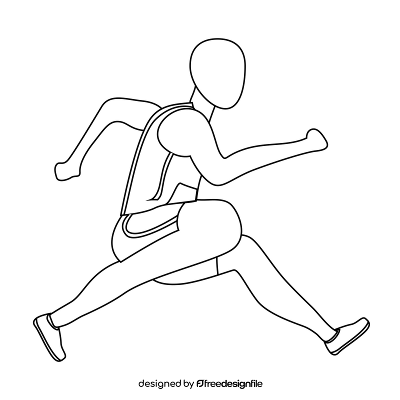 Track and field athlete black and white clipart
