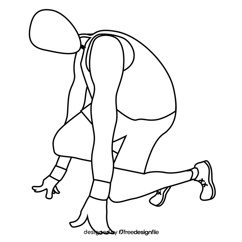 Track and field runner athlete black and white clipart