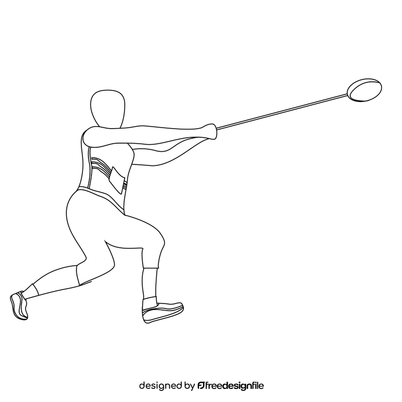 Track and field athlete black and white clipart