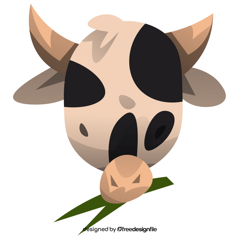 Cartoon cow eating grass clipart